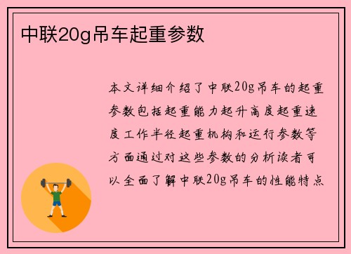 中联20g吊车起重参数